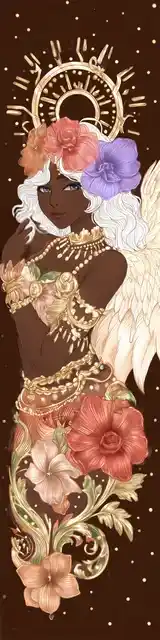 Free angel bookmark featuring a dark skin angel